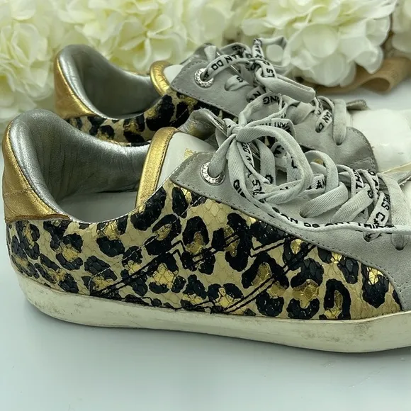 Zadig &amp; Voltaire Leo Wild Women's Sneakers Sz 41 Brown Black Leather Shoes
