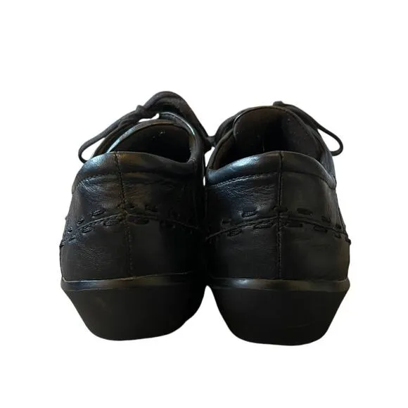 Ziera Womans 10.5 ALLSORTS Leather COMFORT Sneakers Lace Up Work Shoes Black