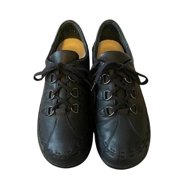 Ziera Womans 10.5 ALLSORTS Leather COMFORT Sneakers Lace Up Work Shoes Black