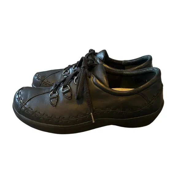 Ziera Womans 10.5 ALLSORTS Leather COMFORT Sneakers Lace Up Work Shoes Black